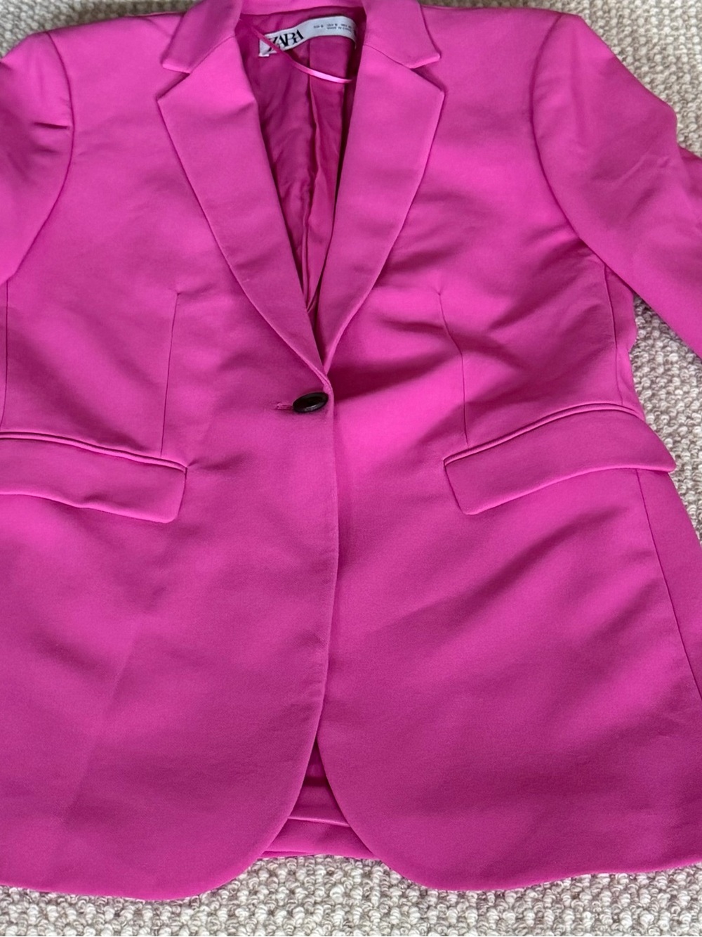 Zara Hot Pink Oversized Blazer Single Button Women’s Size Small Tailored Jacket